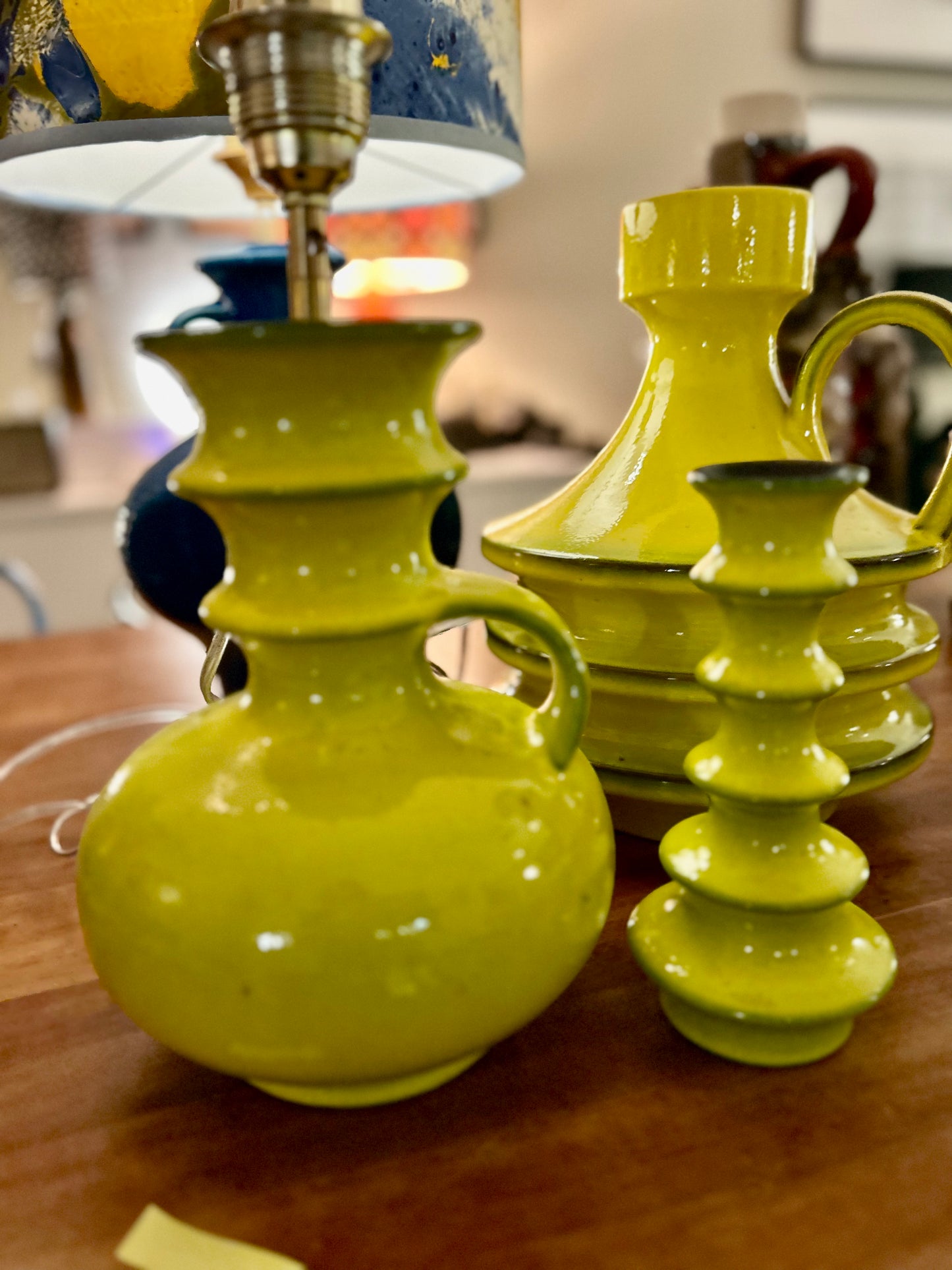 Große Upcycled Tischlampe aus Mid Century Fohr Henkelvase