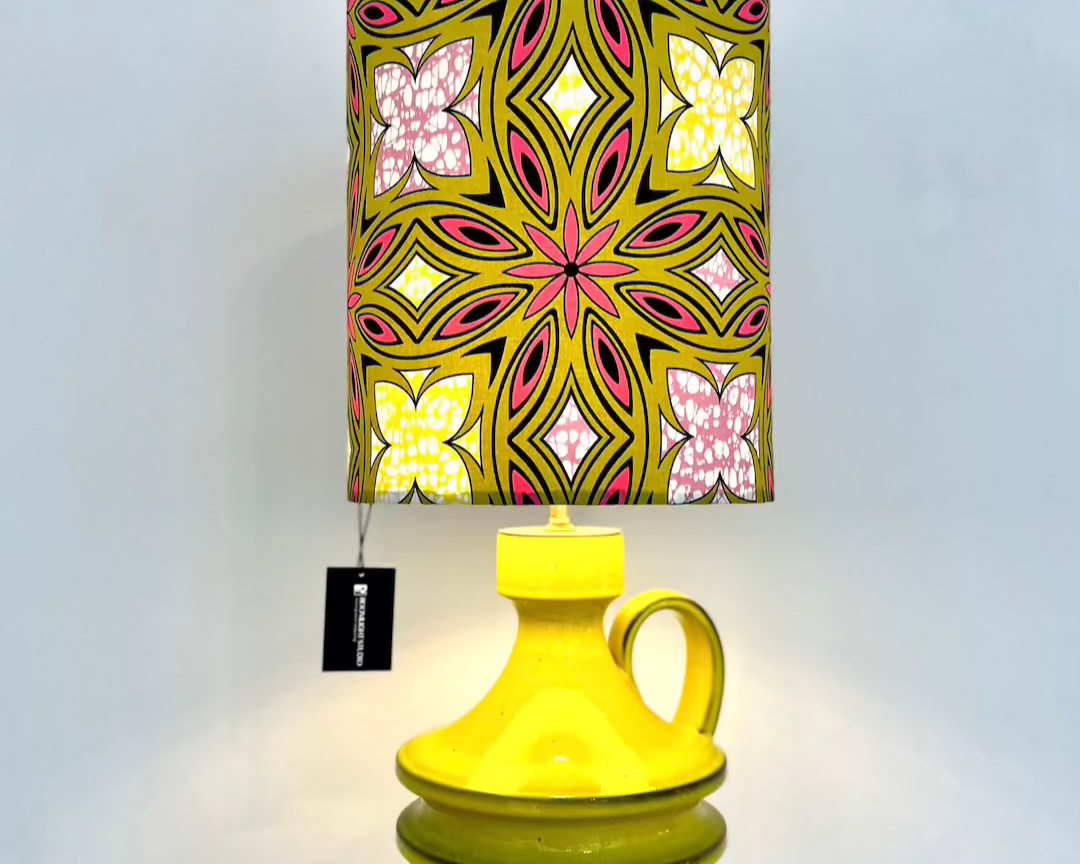 Große Upcycled Tischlampe aus Mid Century Fohr Henkelvase