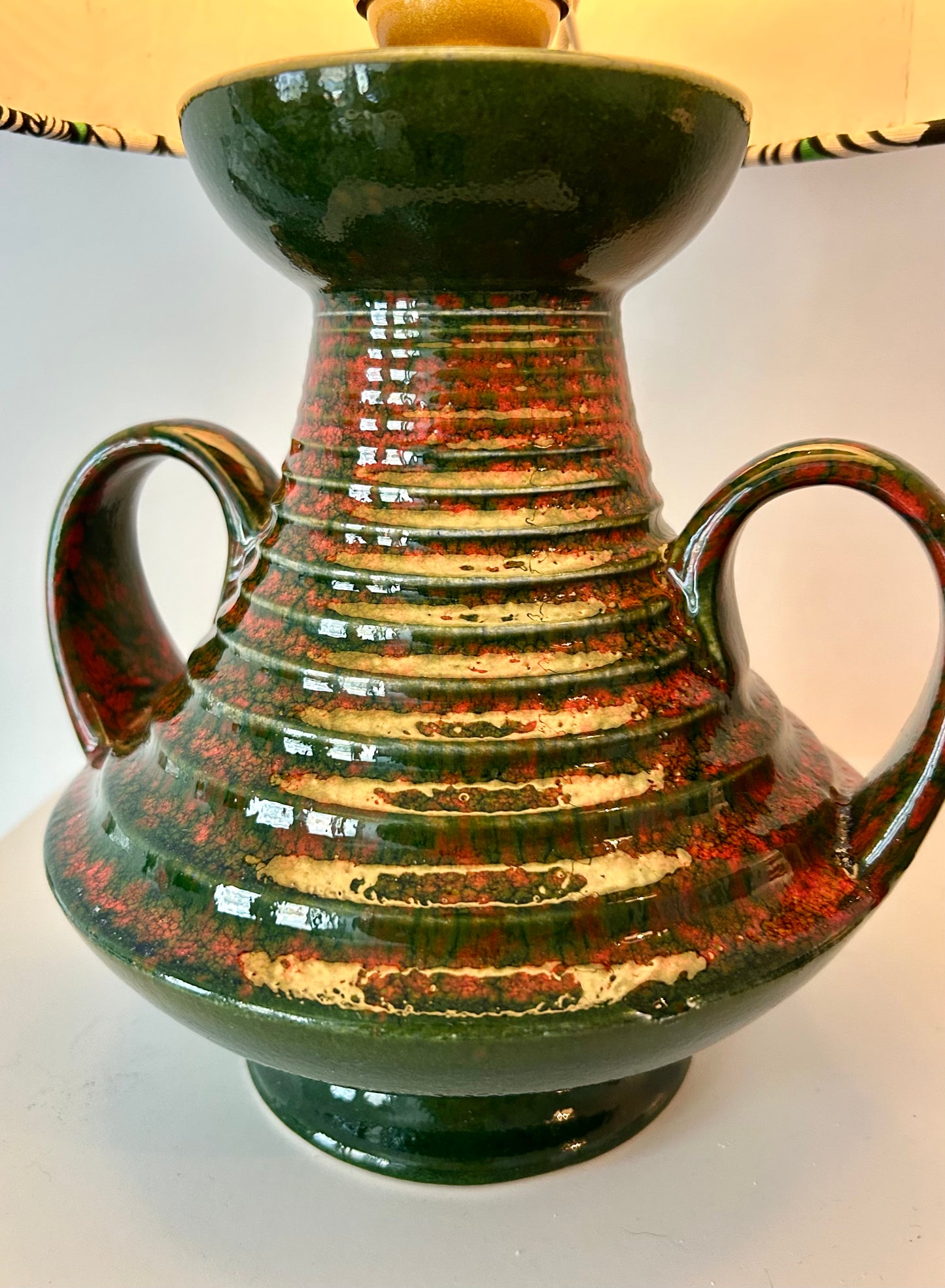 Vintage 1960er Fat Lava Vase von Jasba zu kabelloser Lampe aufgebaut