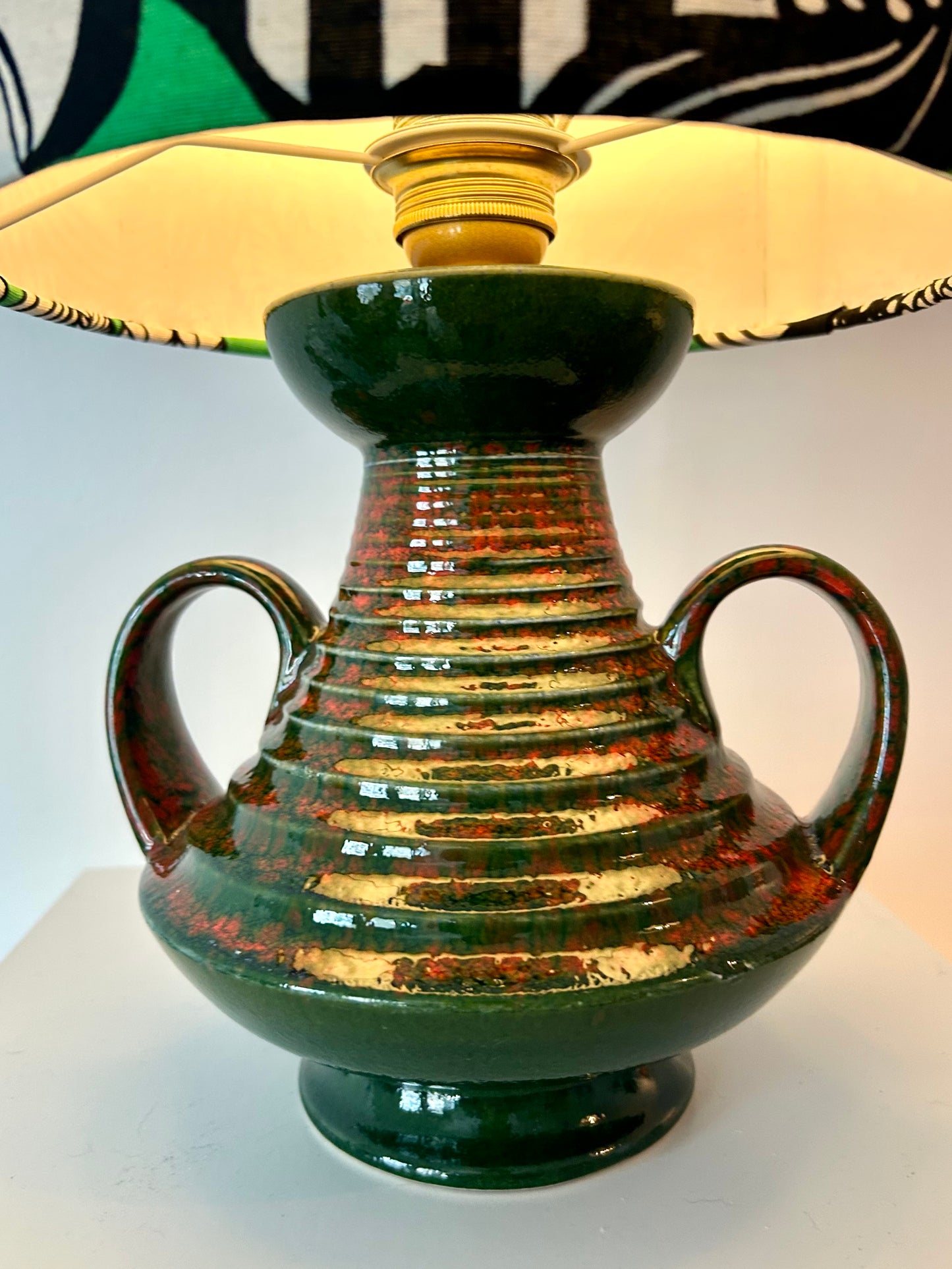 Vintage 1960er Fat Lava Vase von Jasba zu kabelloser Lampe aufgebaut