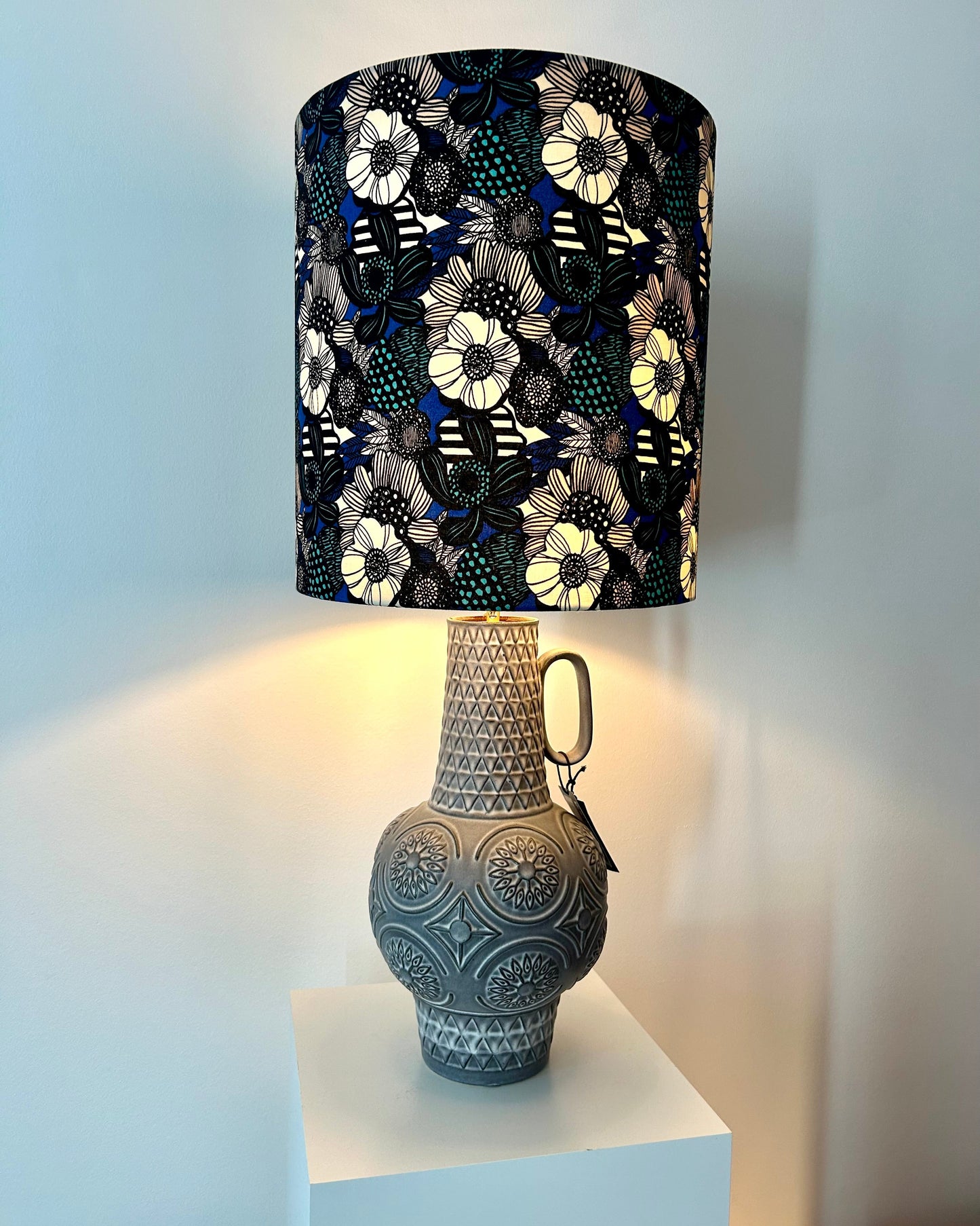 Upgecycelte Mid Century Vasenlampe aus Bay Keramik, Design Bodo Mans, Stil Brutalismus