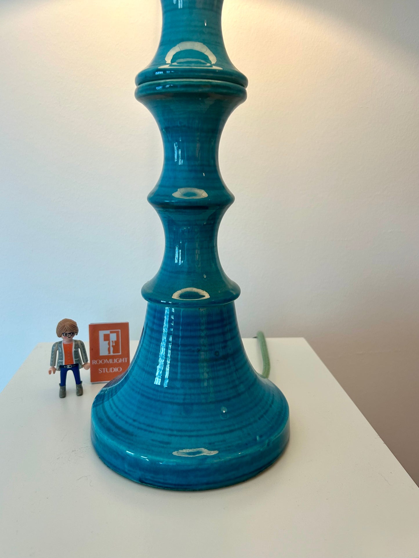 Markante Vintage Space Age Keramiklampe mit türkis-grünen Glasur