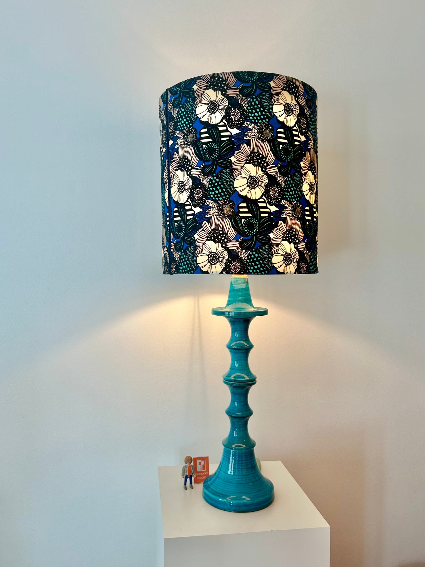Markante Vintage Space Age Keramiklampe mit türkis-grünen Glasur