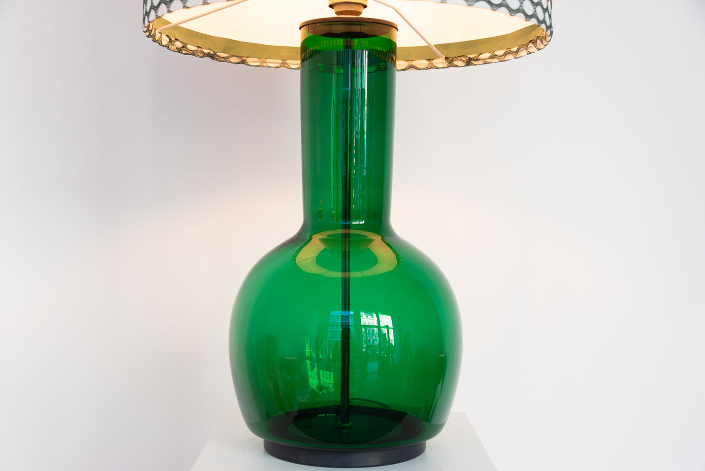 Vintage Bodenlampe von Doria aus grünem Opalglas