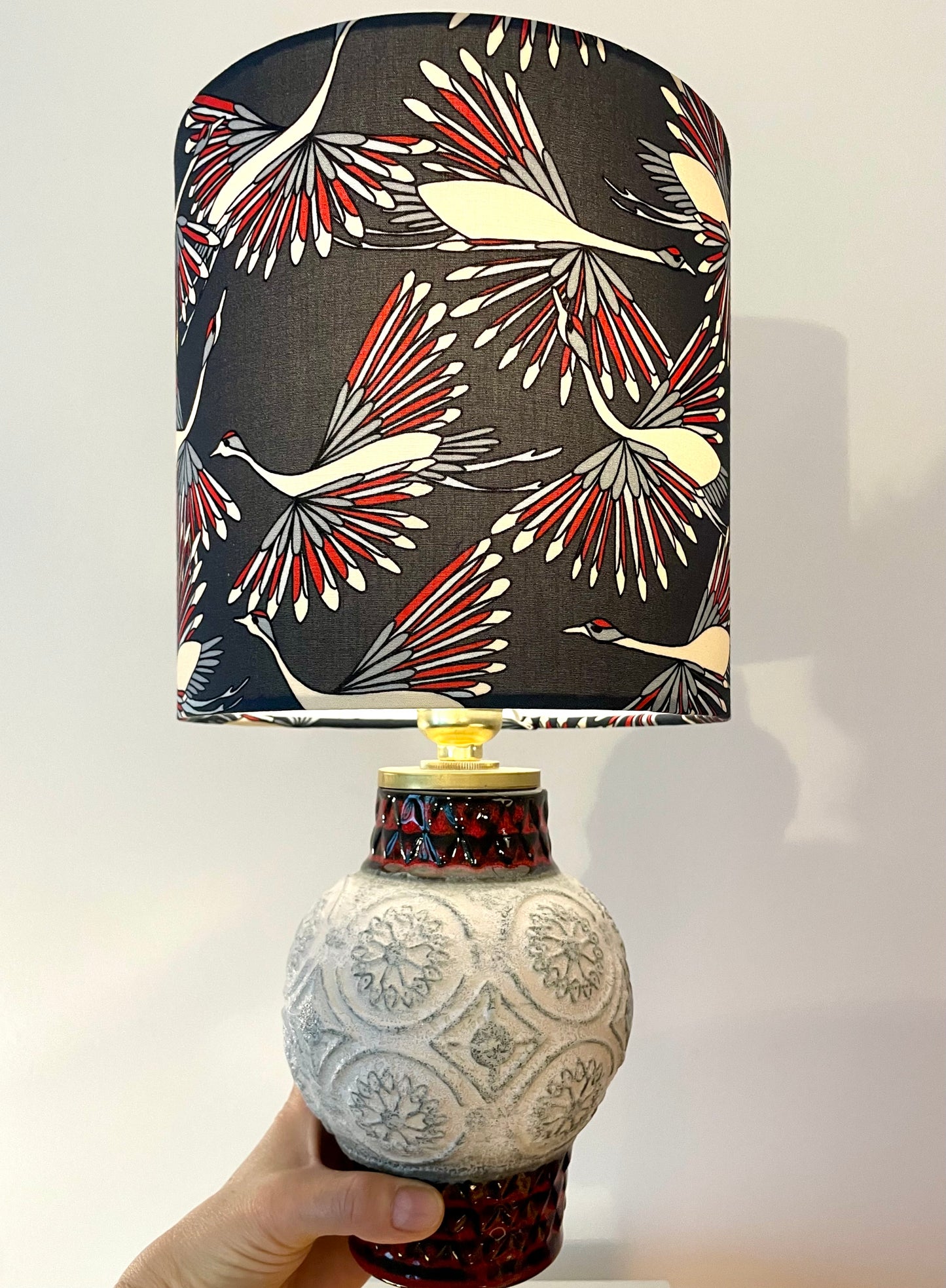 Kabellose Tischlampe 60er Jahre aus Bay Keramik Vase - Design Bodo Mans