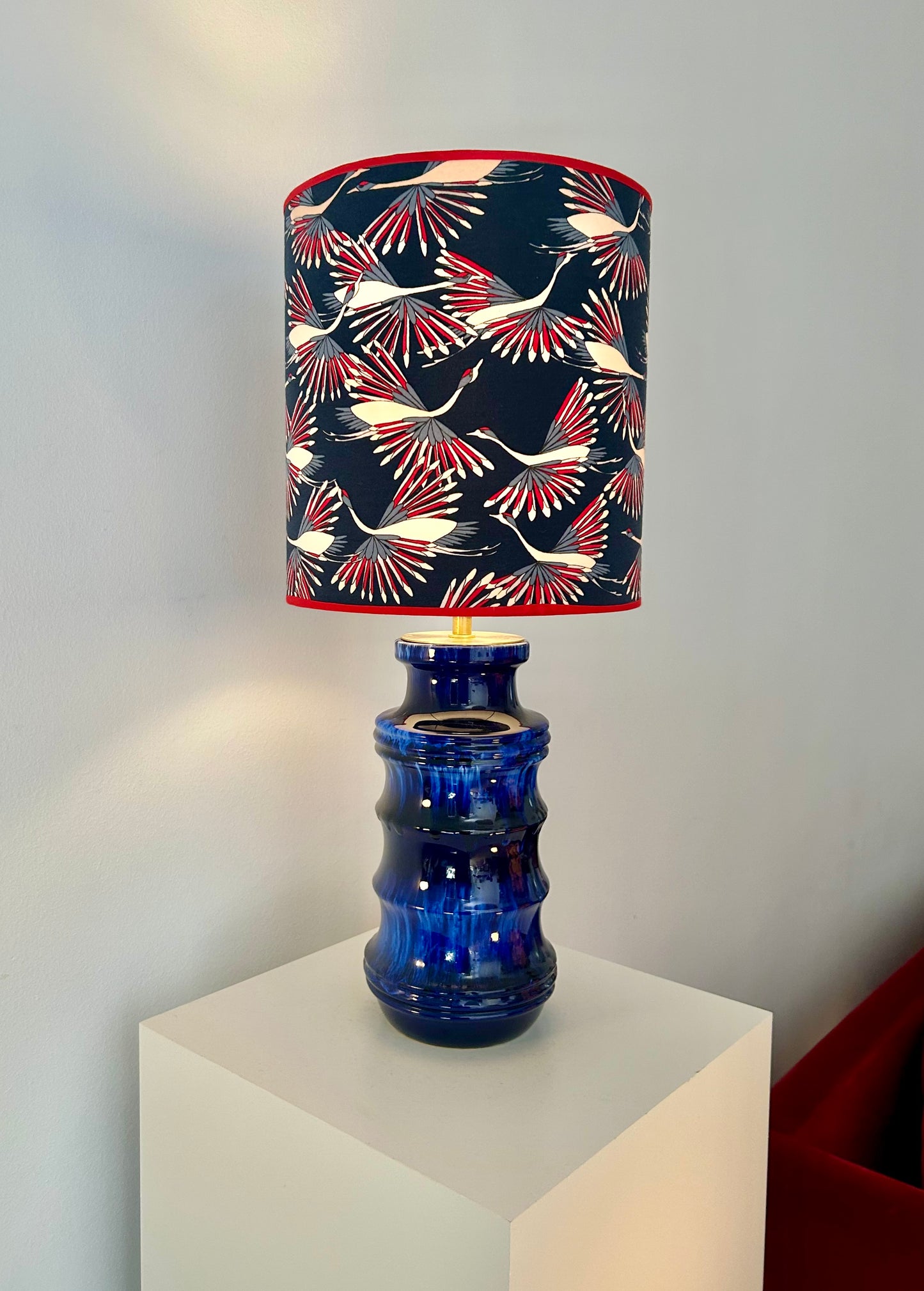 Large Mid-Century Table Lamp made from a Scheurich Vase