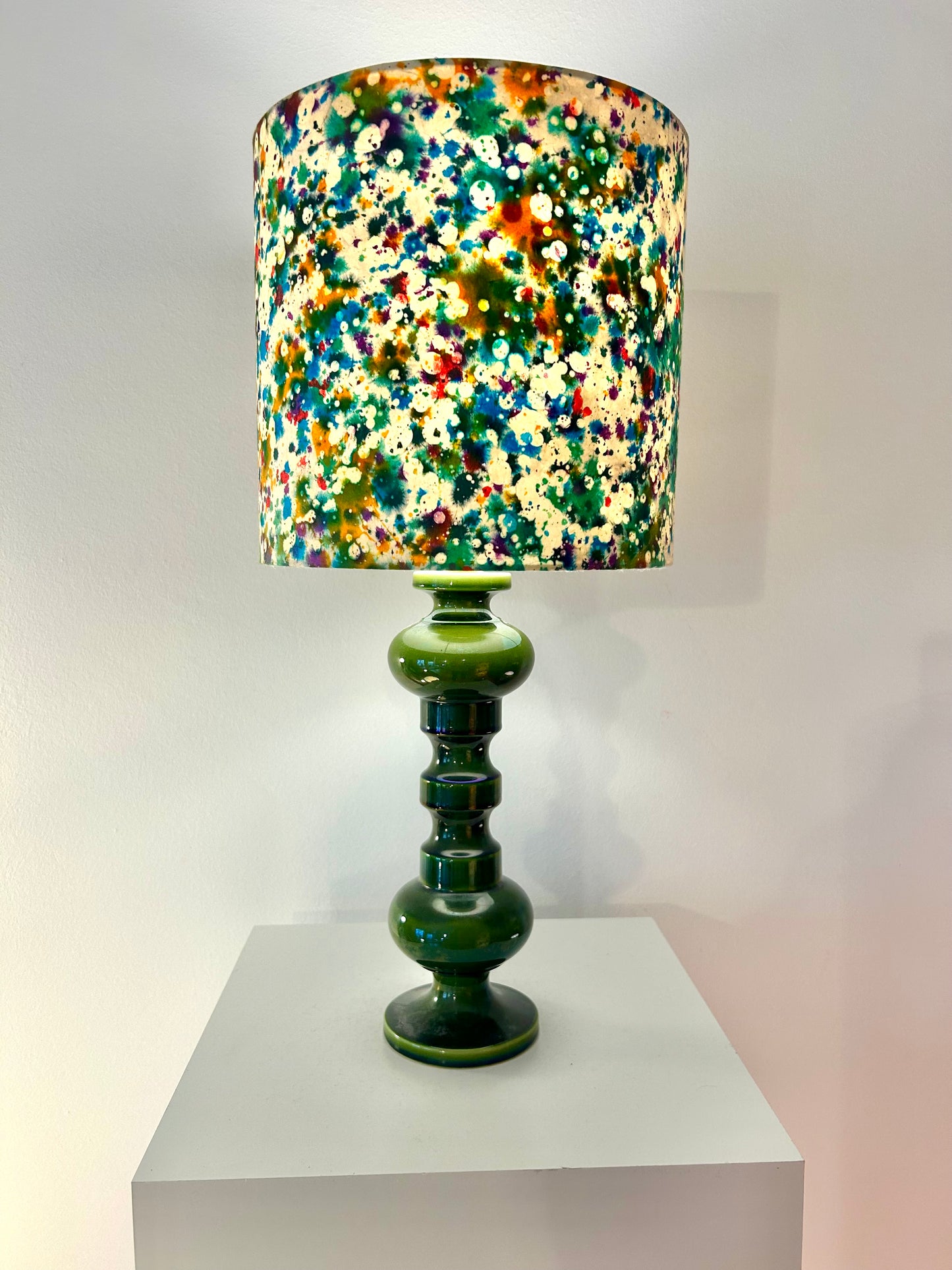 Hohe, schlanke Mid Century Tischlampe von Wächtersbach in schönstem Waldgrün