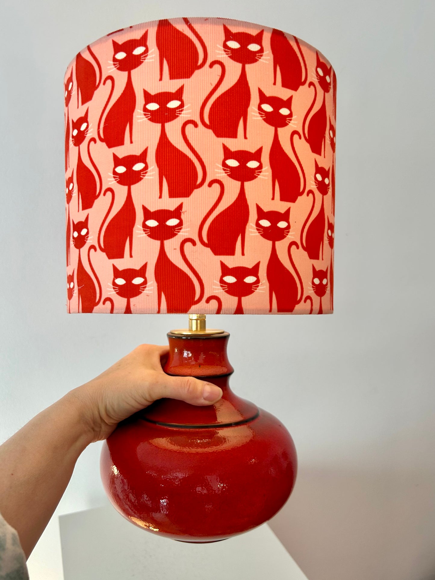 70s MCM Accent Lamp Made from Jasba Vase