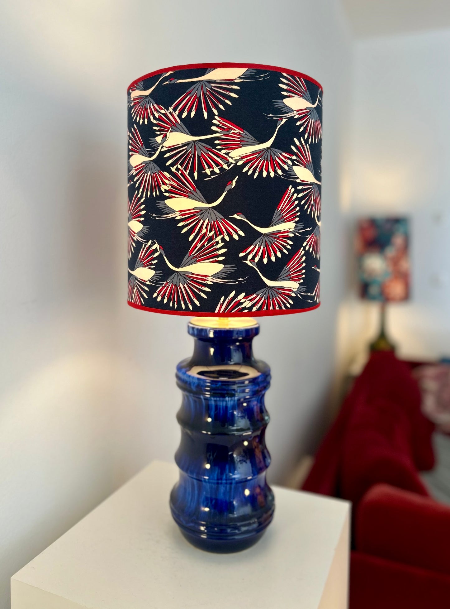 Large Mid-Century Table Lamp made from a Scheurich Vase