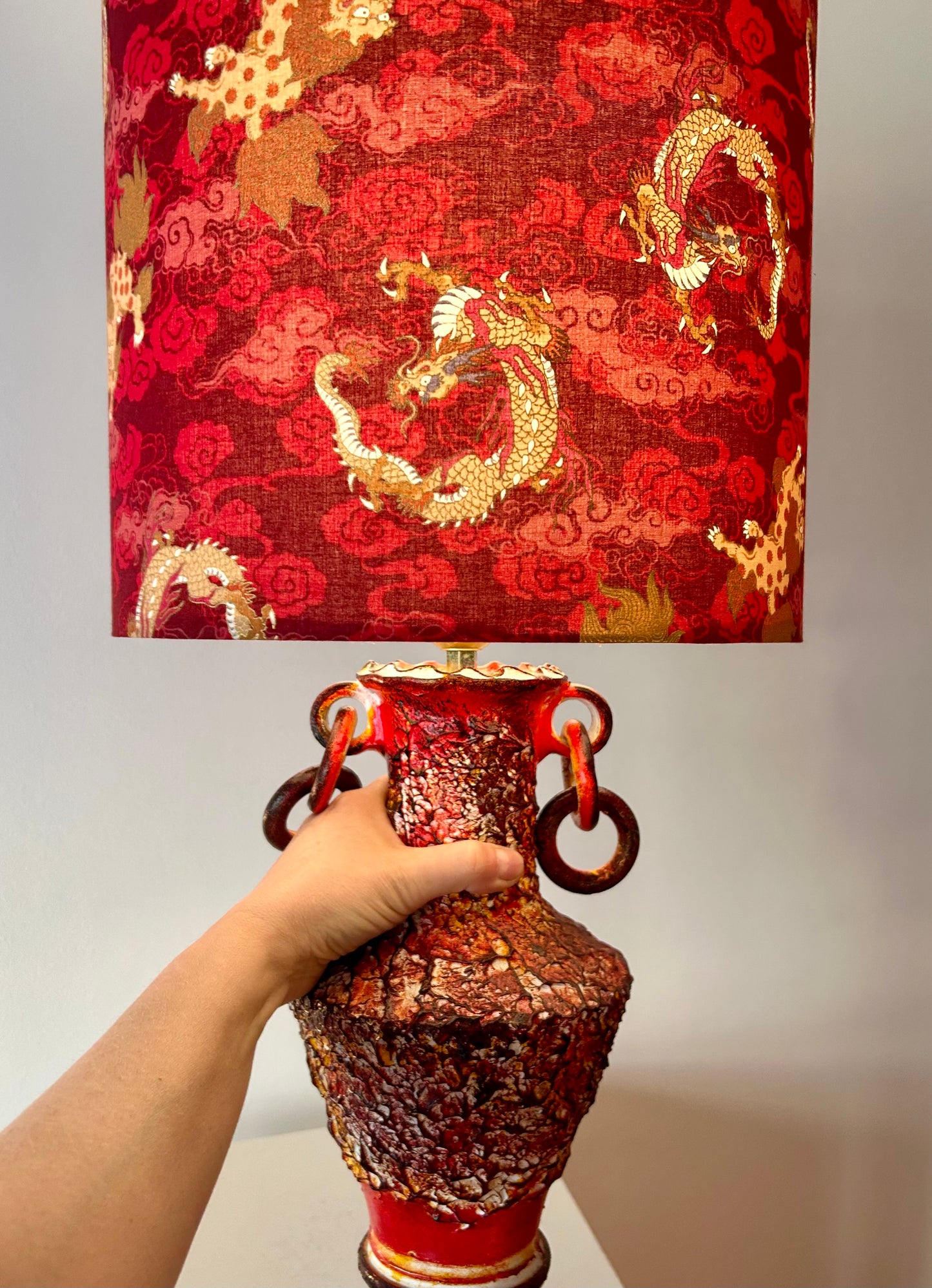 Brutalist Fat Lava Lamp with Dragon Shade