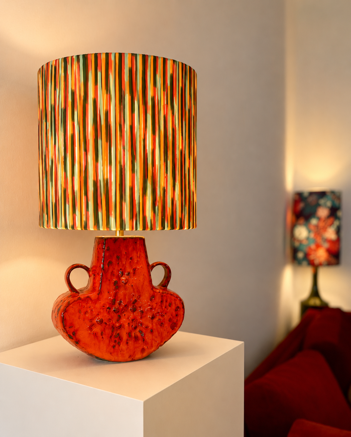 70er Jahre Pop Art Tischlampe - Upcycling West German Pottery