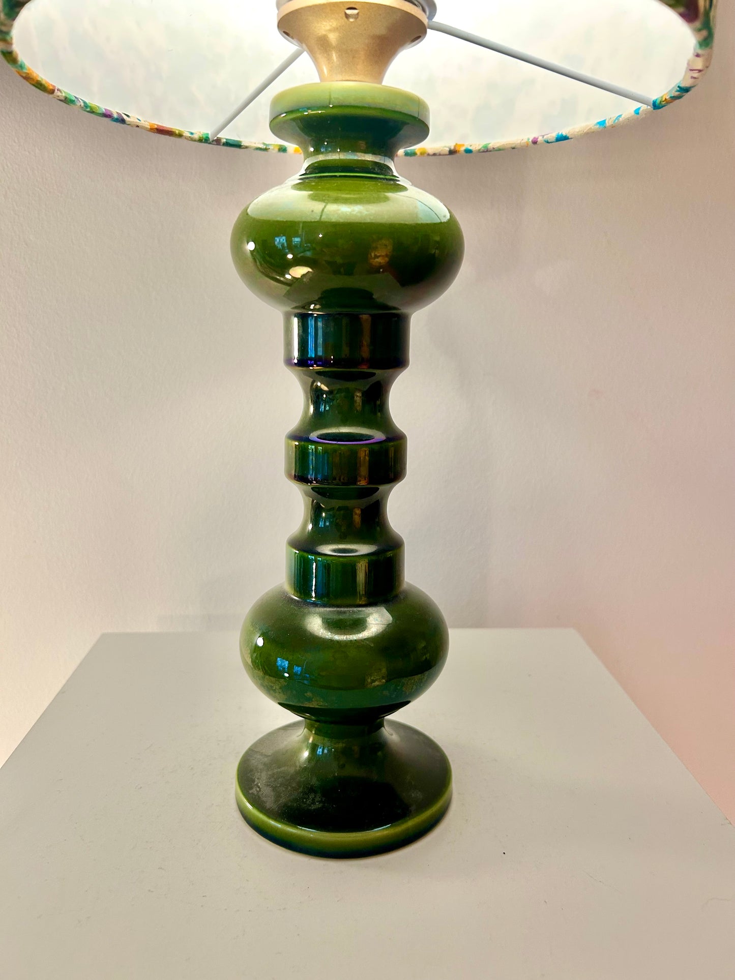 Hohe, schlanke Mid Century Tischlampe von Wächtersbach in schönstem Waldgrün