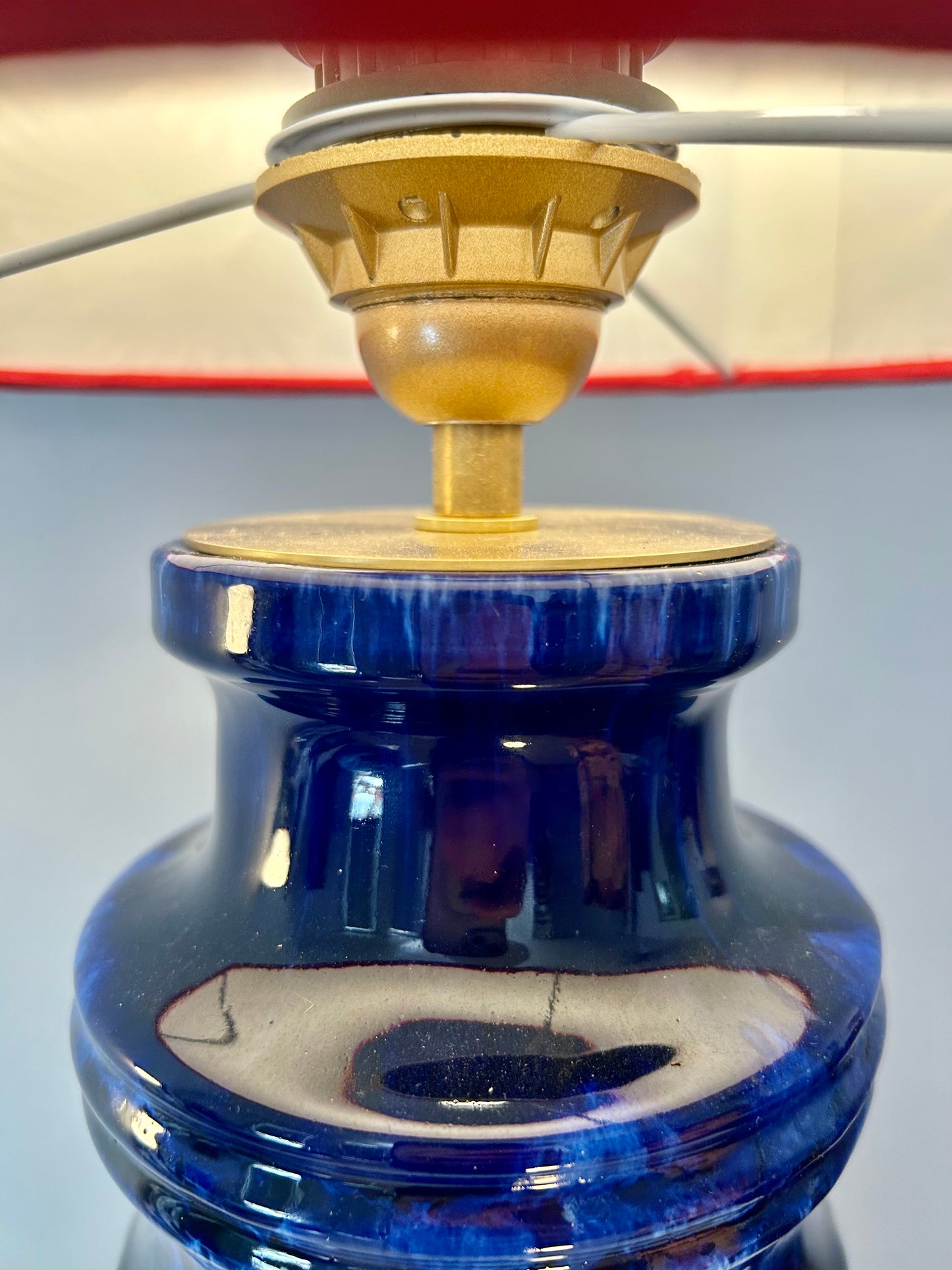 Large Mid-Century Table Lamp made from a Scheurich Vase