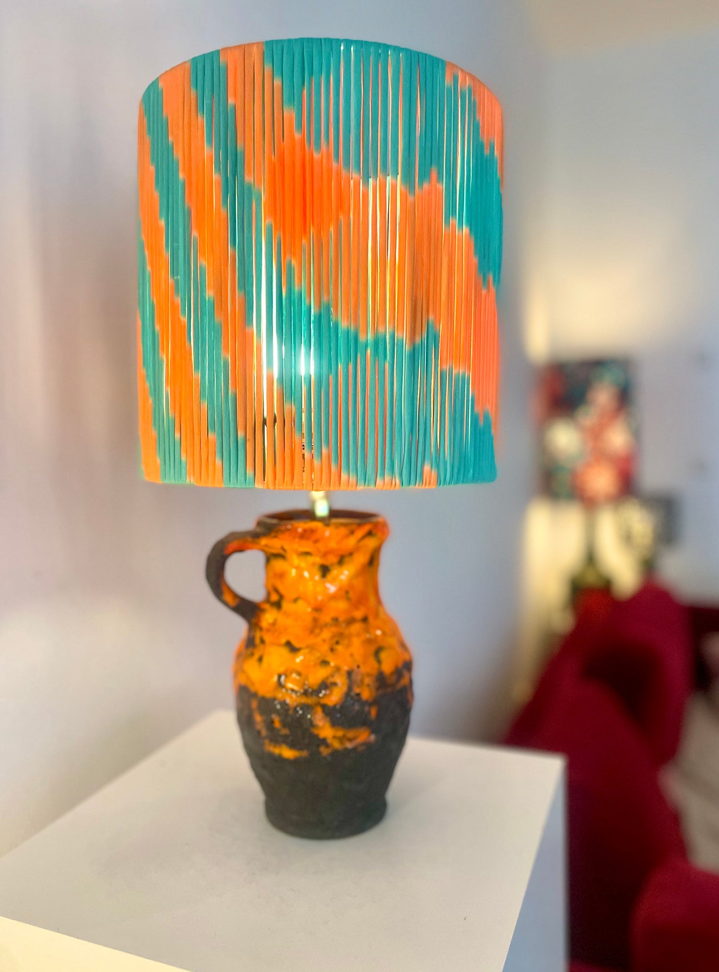 Kabellose Vasenlampe aus West German Pottery – Fat Lava Krug | Pop Weave Collection