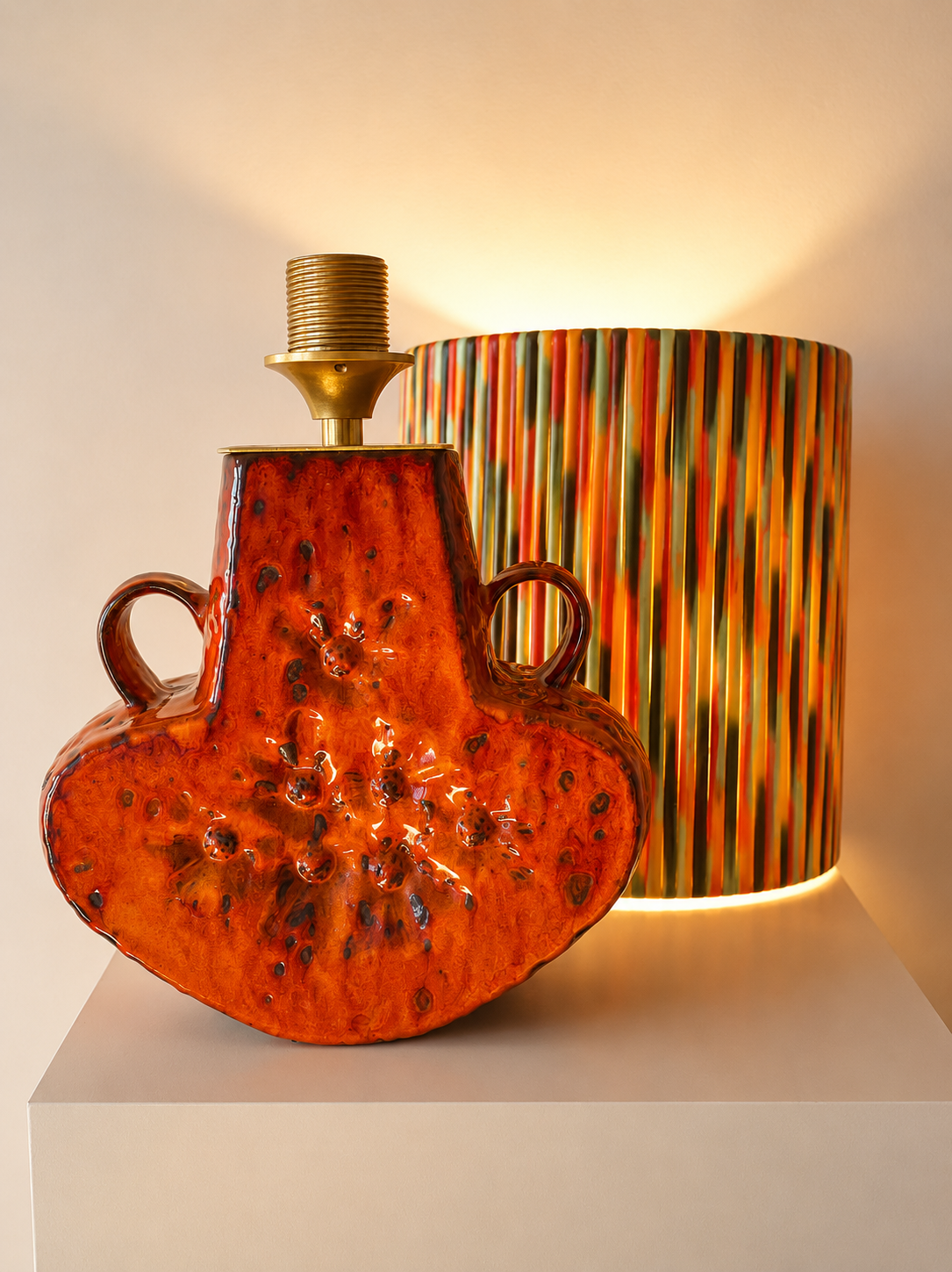 70er Jahre Pop Art Tischlampe - Upcycling West German Pottery