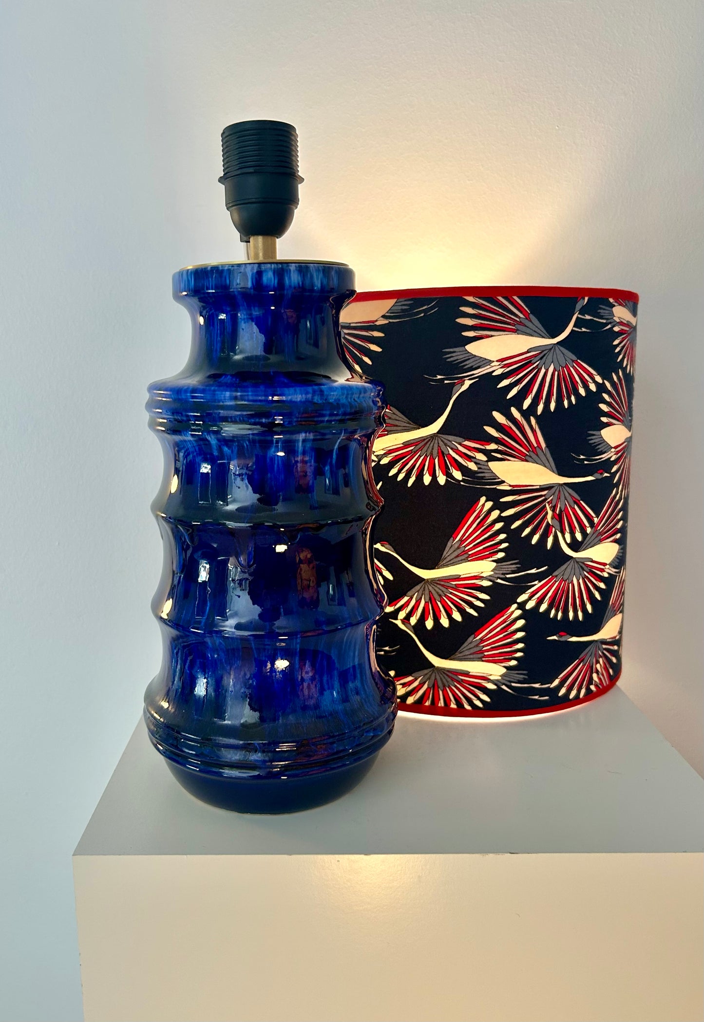 Large Mid-Century Table Lamp made from a Scheurich Vase