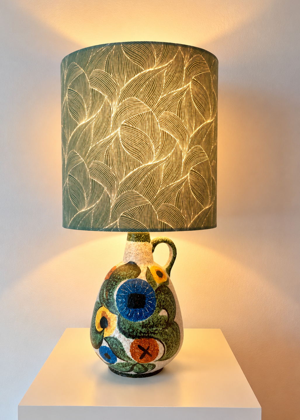 upgecykelte Vasenlampe aus Ruscha Vase von Kurt Tschörner - 50er Jahre