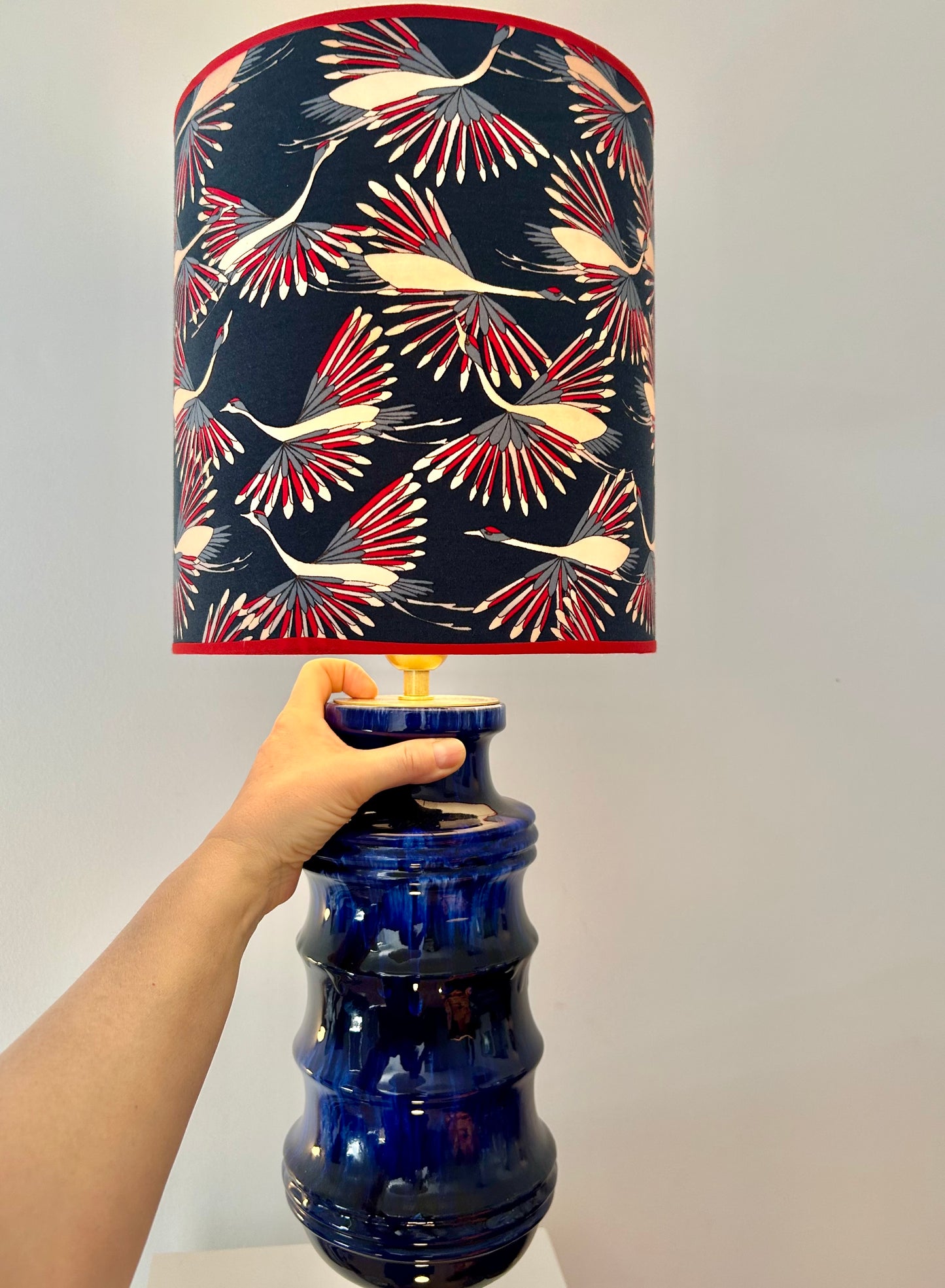 Large Mid-Century Table Lamp made from a Scheurich Vase