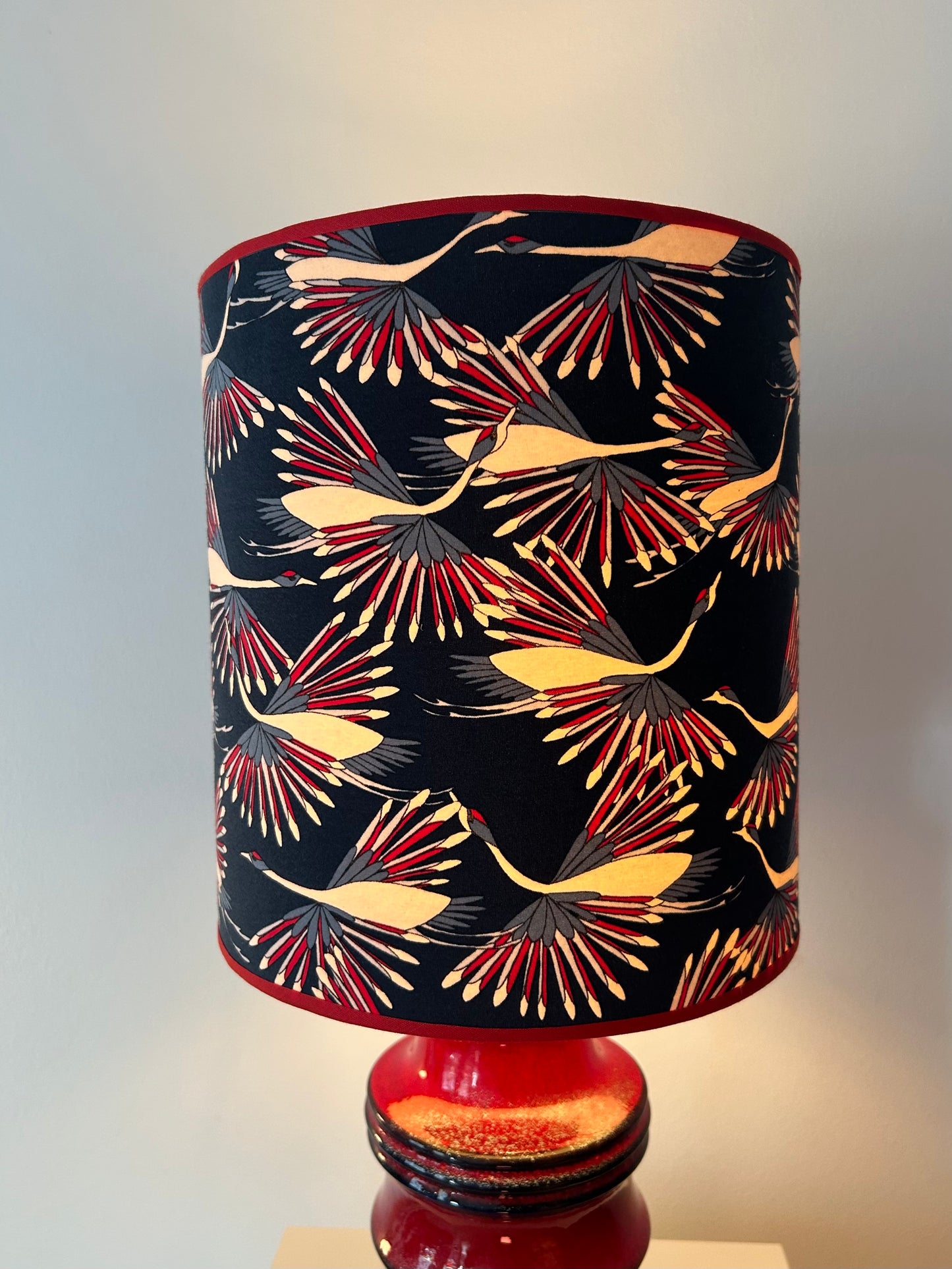 Large Scheurich Vase Lamp with Crane Shade