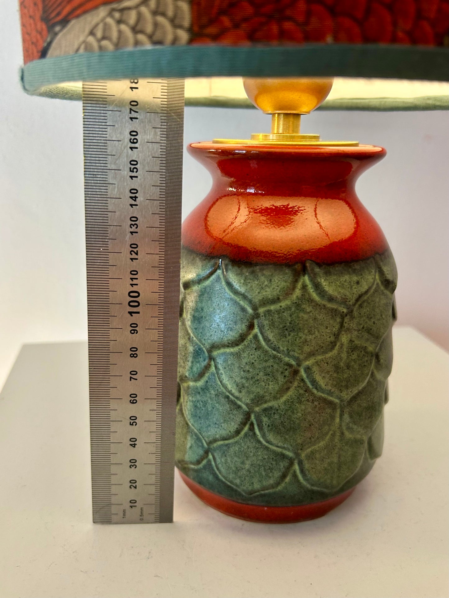 70s Jasba vase lamp with Japanese koi shade