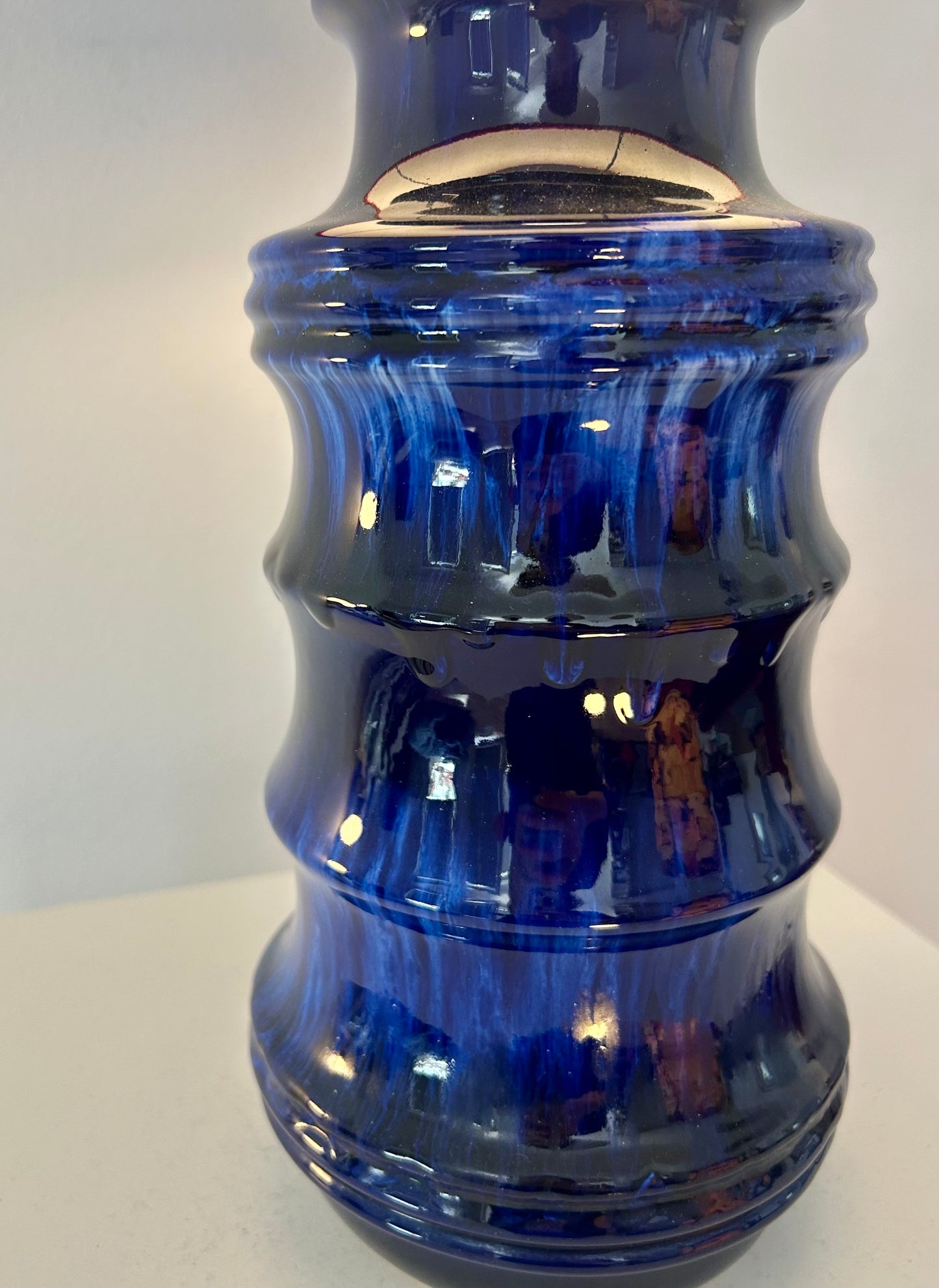 Large Mid-Century Table Lamp made from a Scheurich Vase