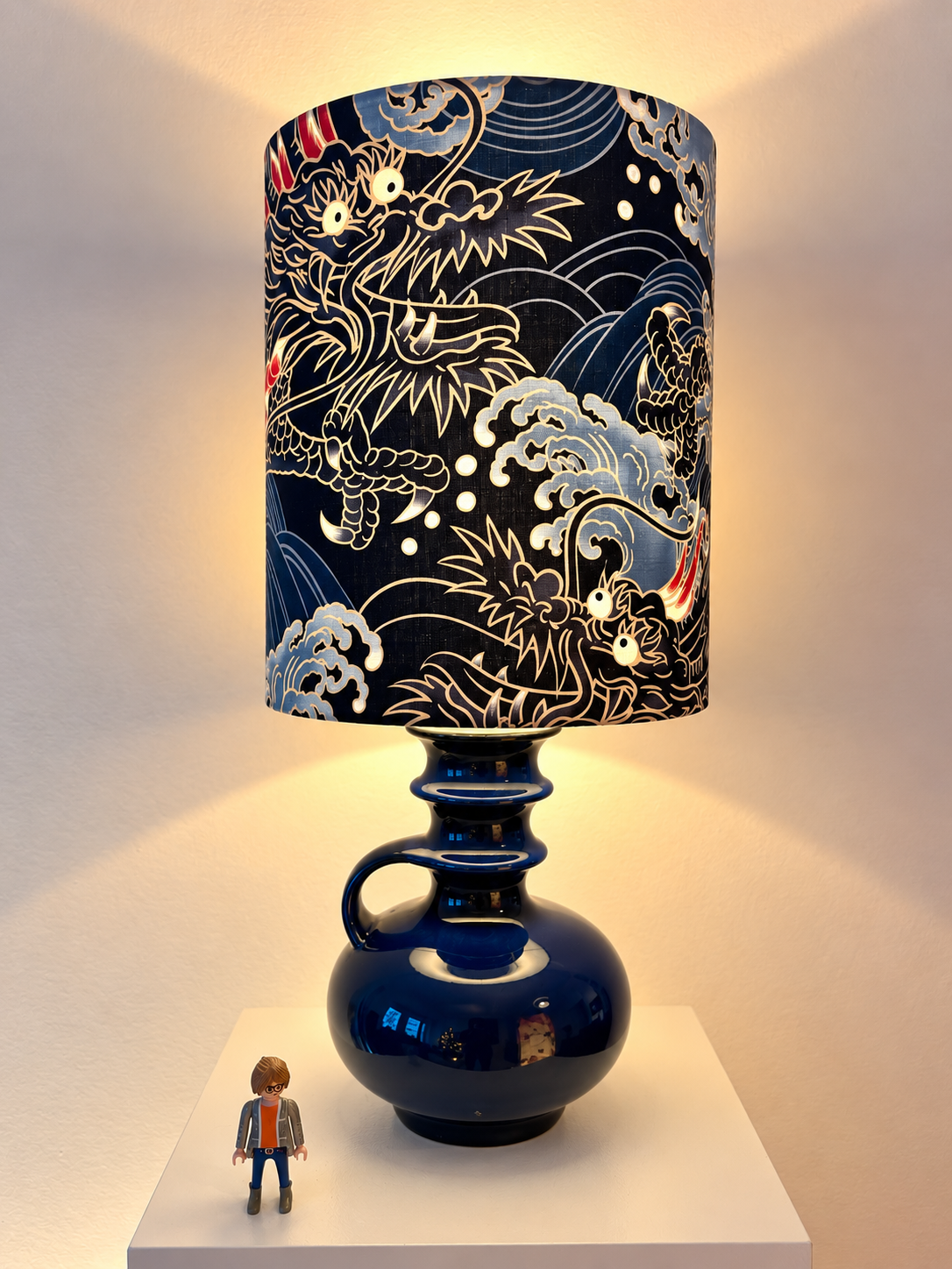 Seltene Tischlampe aus blauer Cari Zalloni Vase für Steuler