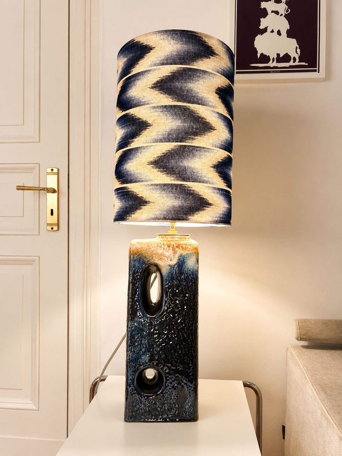 XL Tischlampe aus seltener Kaminvase von Uebelacker