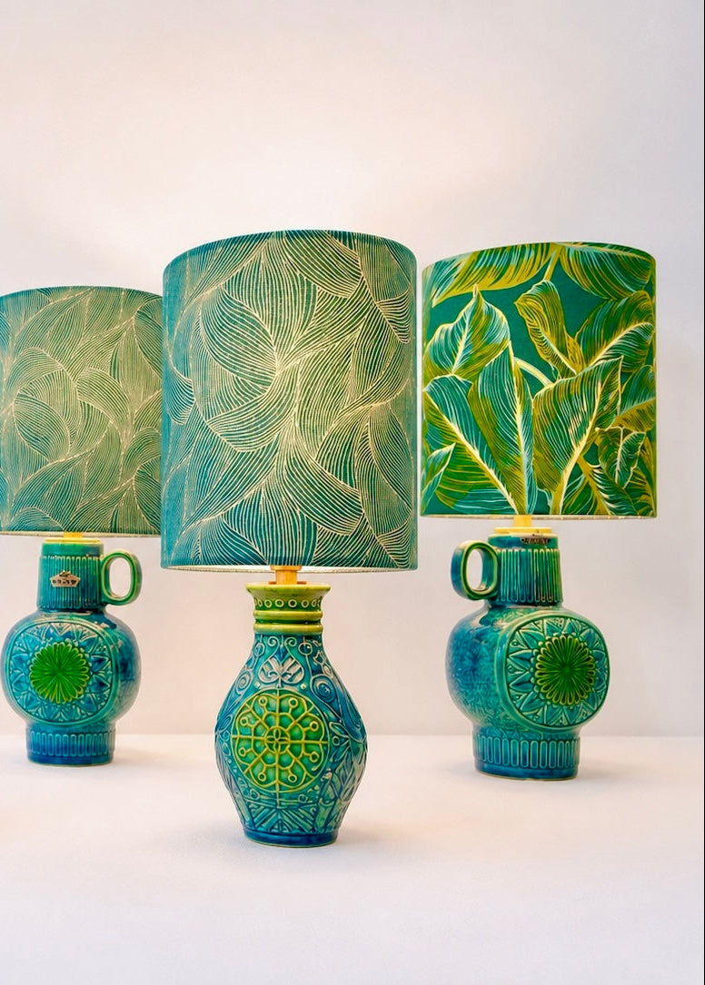 Verschiedene Tischlampen aus einer Bay Keramik Vasenserie  -Design Bodo Mans - West German Pottery