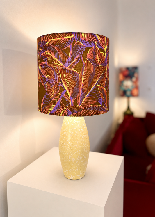 Scheurich Tischlampe aus den 50er Jahren. Upcycling, neuer Schirm, kabellos