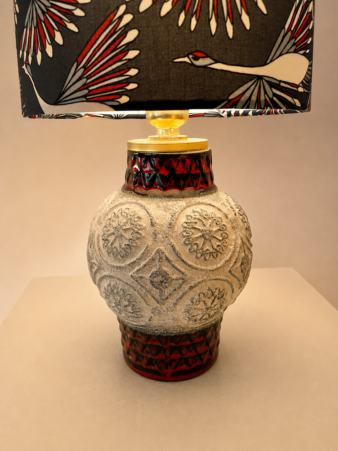 Kabellose Tischlampe 60er Jahre aus Bay Keramik Vase - Design Bodo Mans