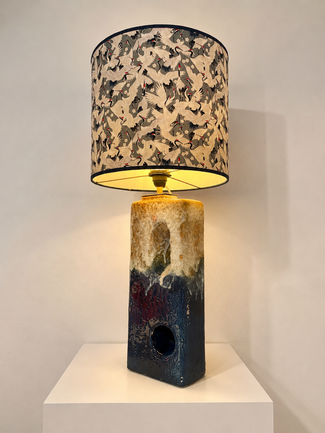 XL Tischlampe aus seltener Kaminvase von Uebelacker