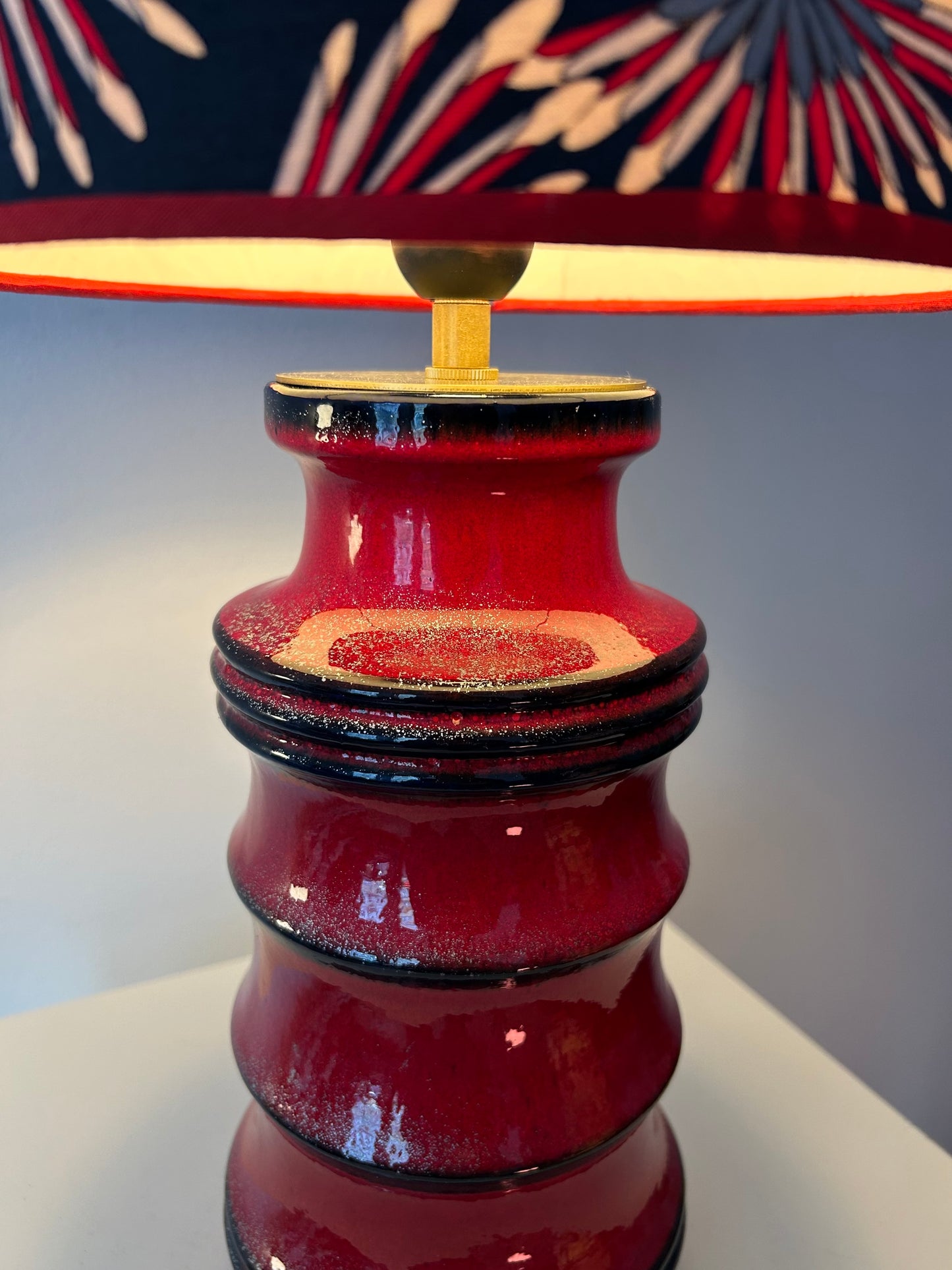 Large Scheurich Vase Lamp with Crane Shade
