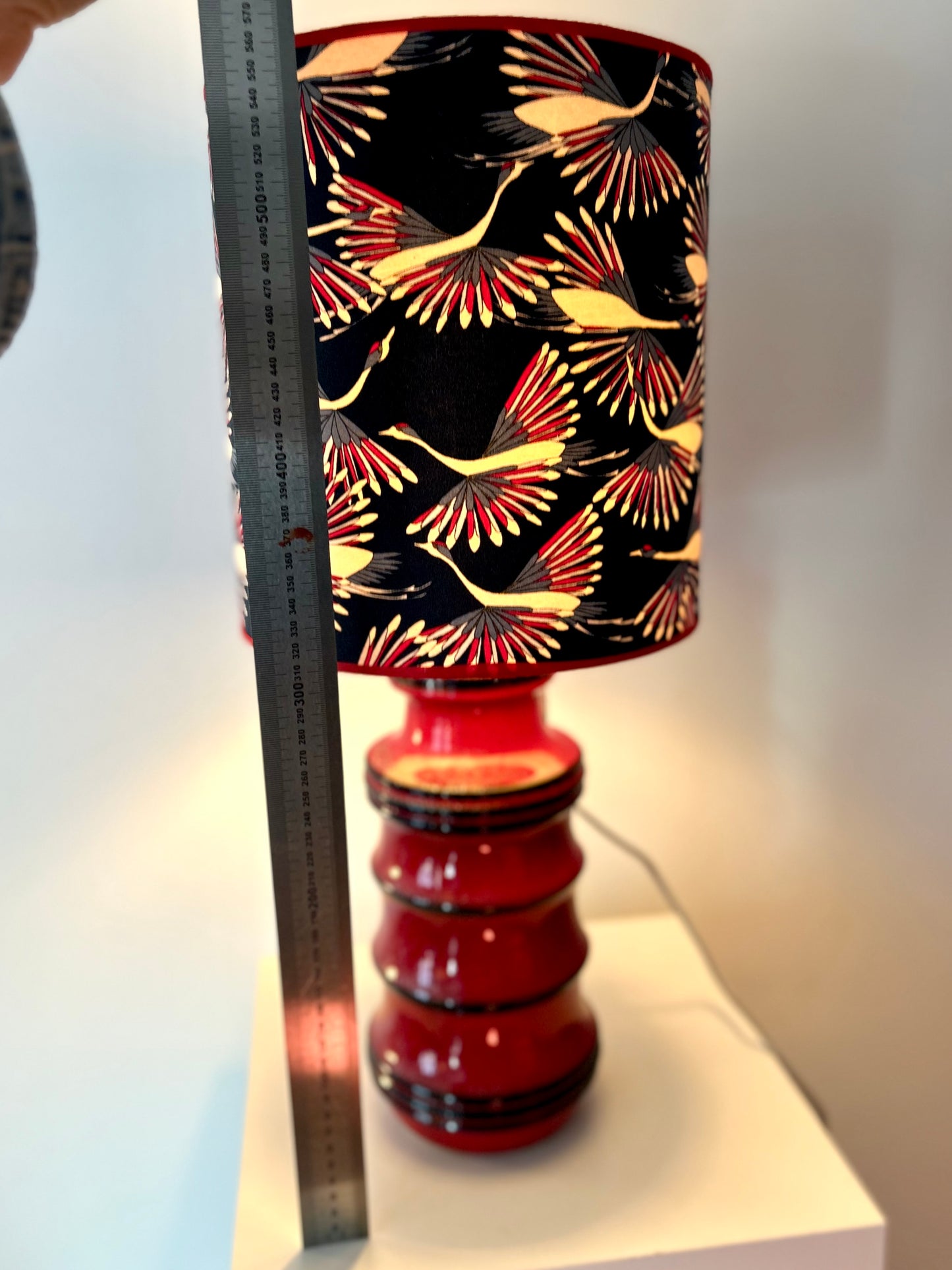 Large Scheurich Vase Lamp with Crane Shade