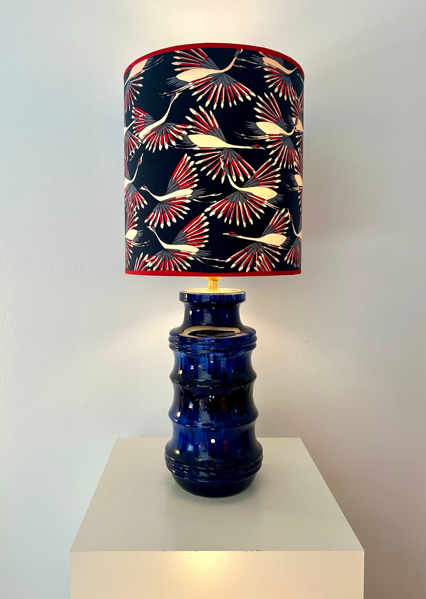 Large Mid-Century Table Lamp made from a Scheurich Vase