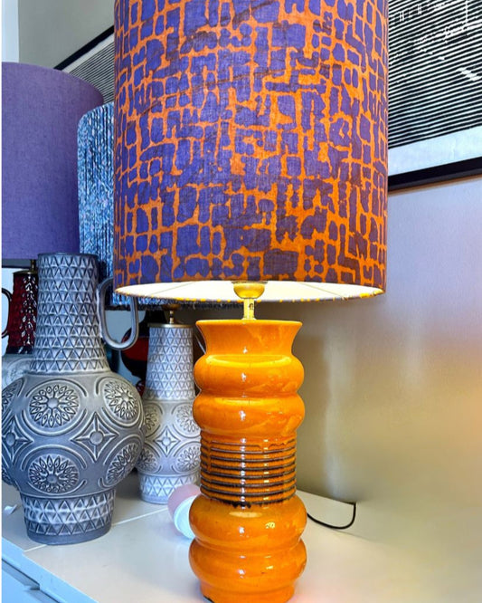 Orange Tischlampe aus Mid Century Keramikvase