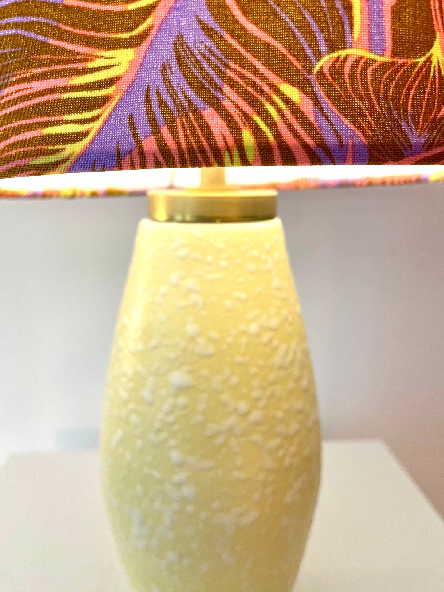 Scheurich Tischlampe aus den 50er Jahren. Upcycling, neuer Schirm, kabellos