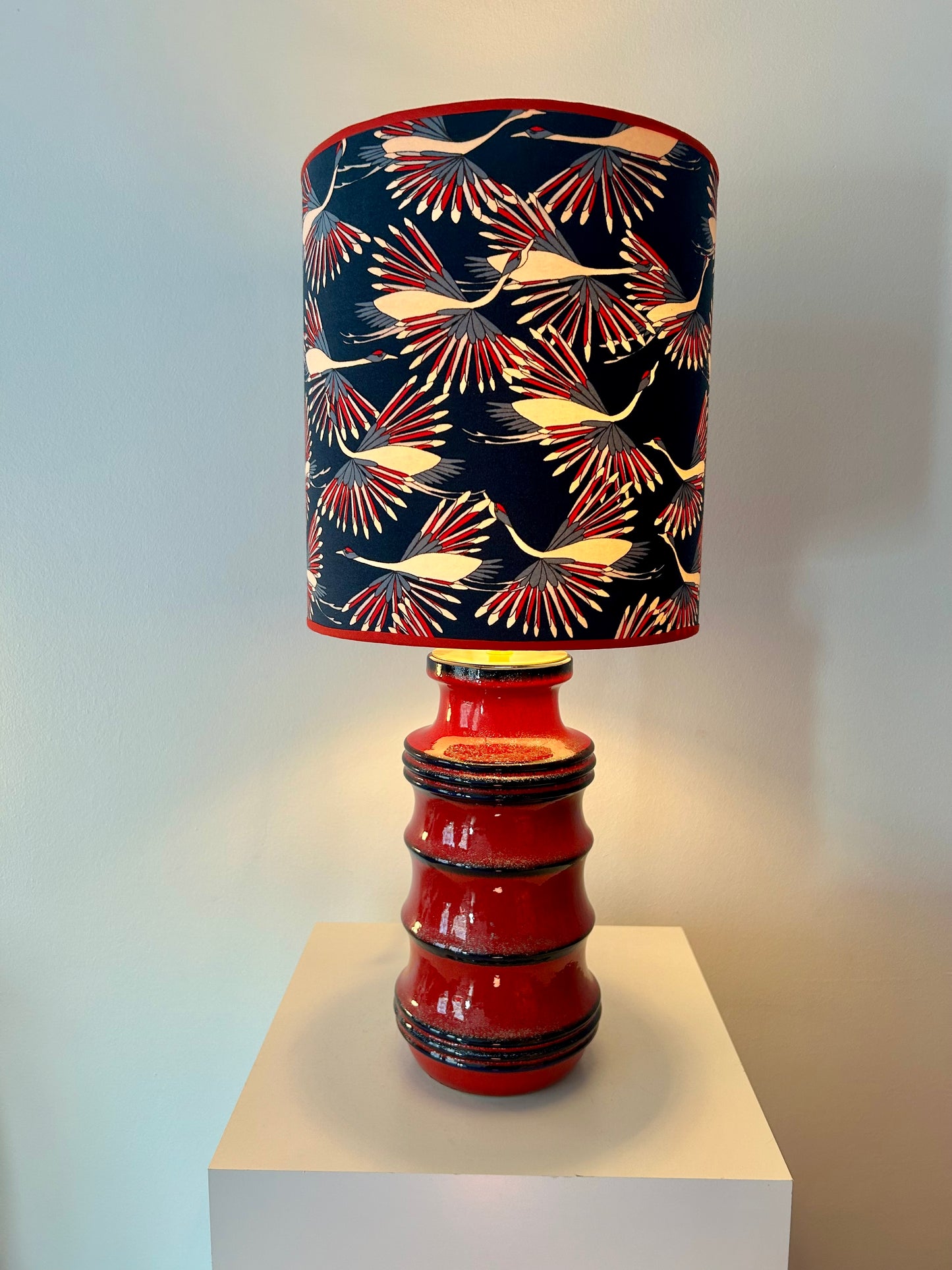 Large Scheurich Vase Lamp with Crane Shade