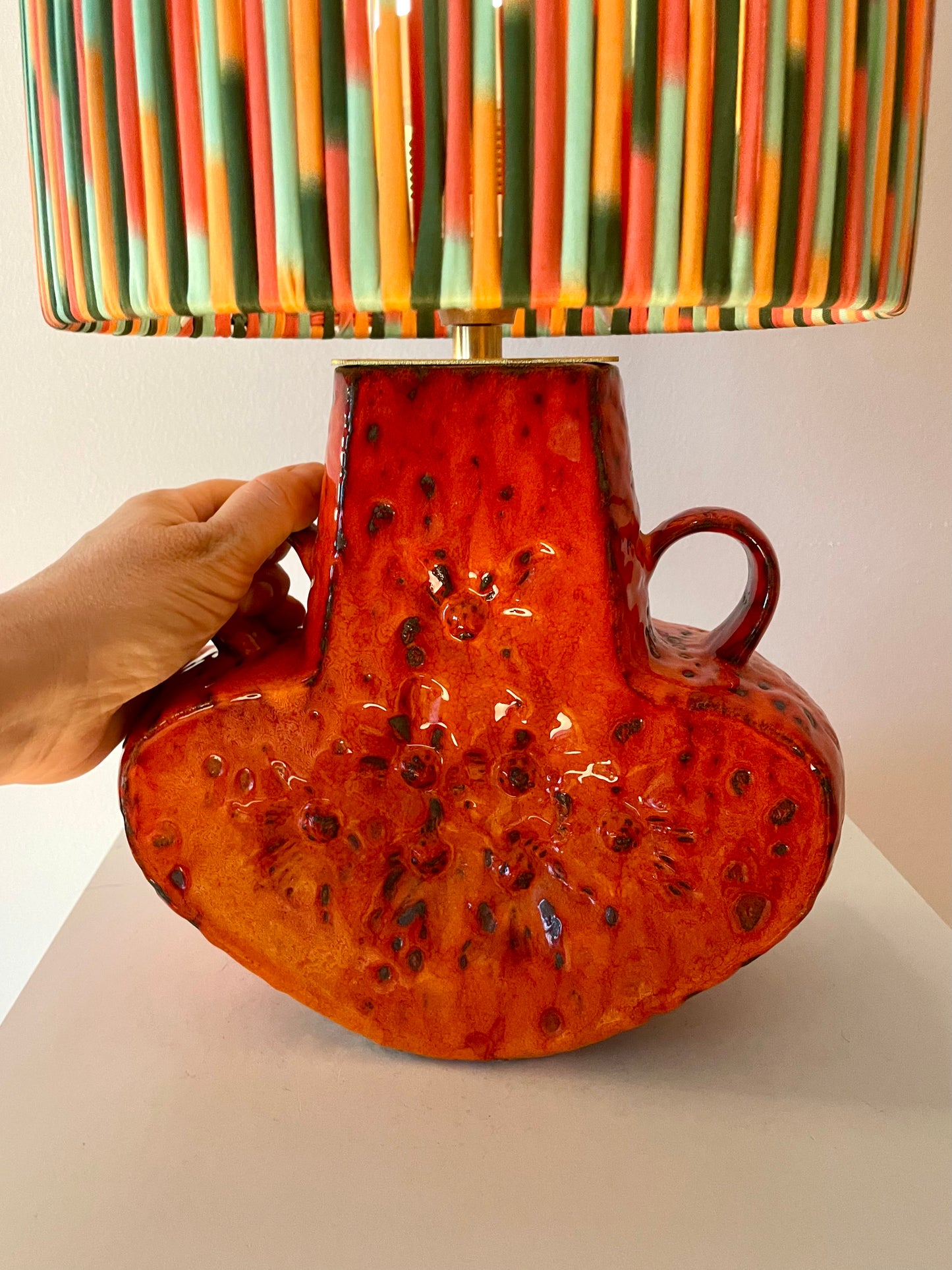 70er Jahre Pop Art Tischlampe - Upcycling West German Pottery