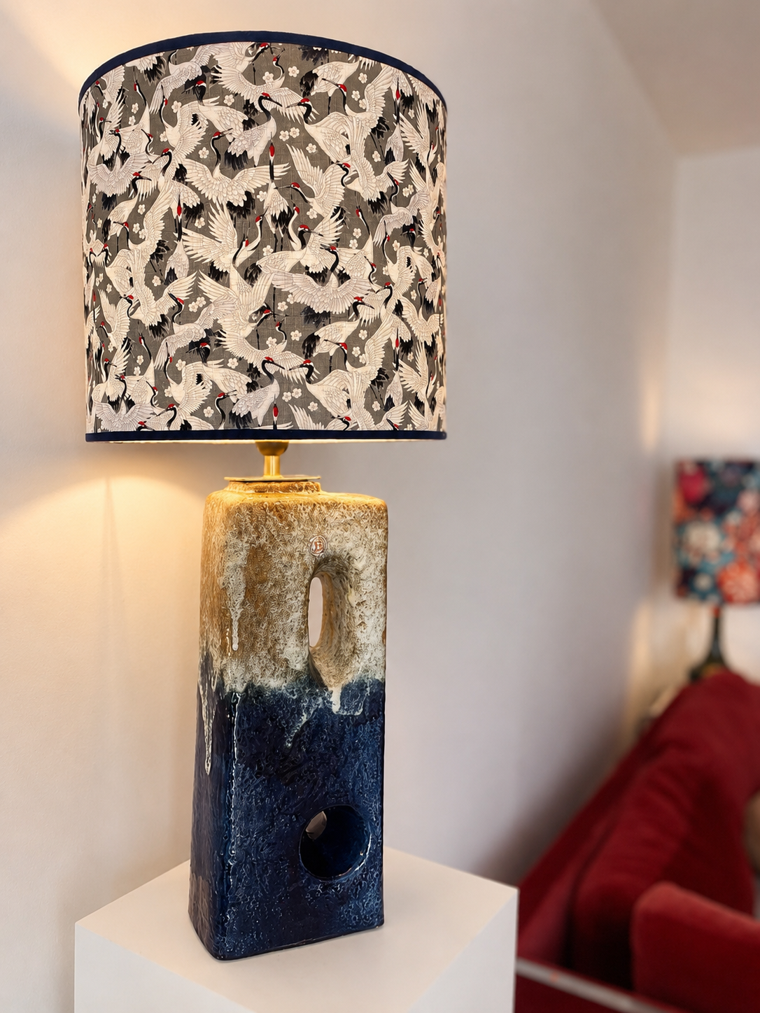XL Tischlampe aus seltener Kaminvase von Uebelacker