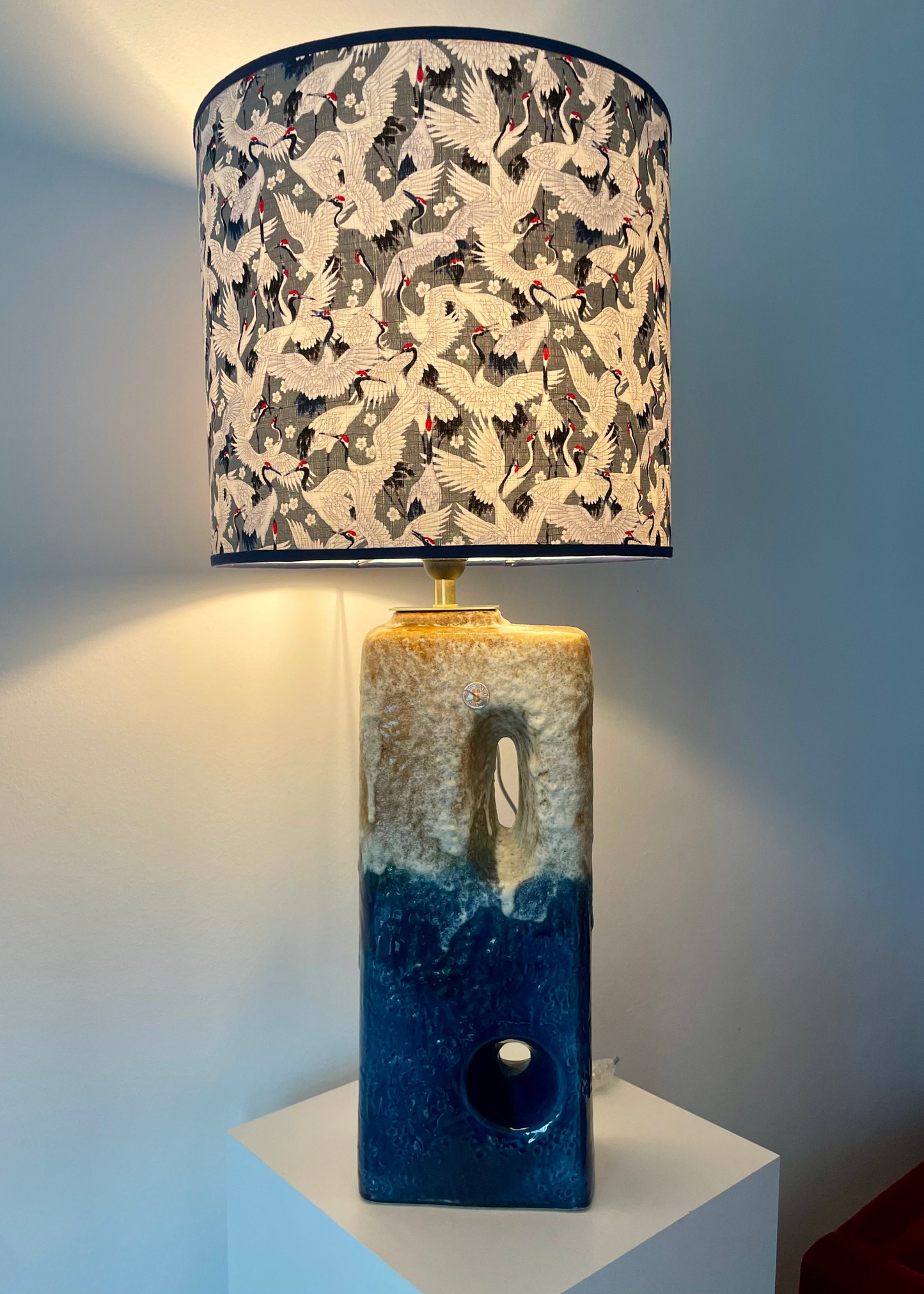 XL Tischlampe aus seltener Kaminvase von Uebelacker