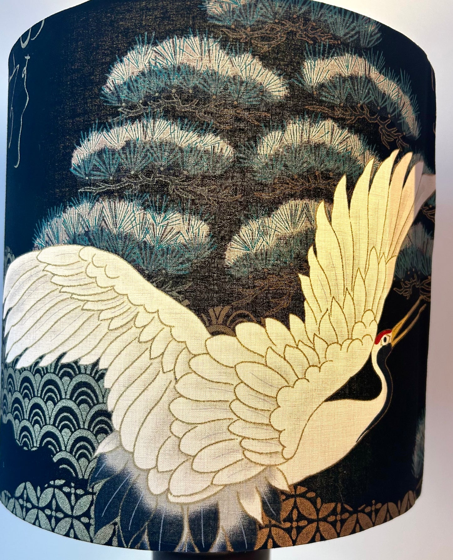 Tischlampe aus Pagodenvase von Scheurich – frühe 1970er Jahre | japanischer Stoffschirm