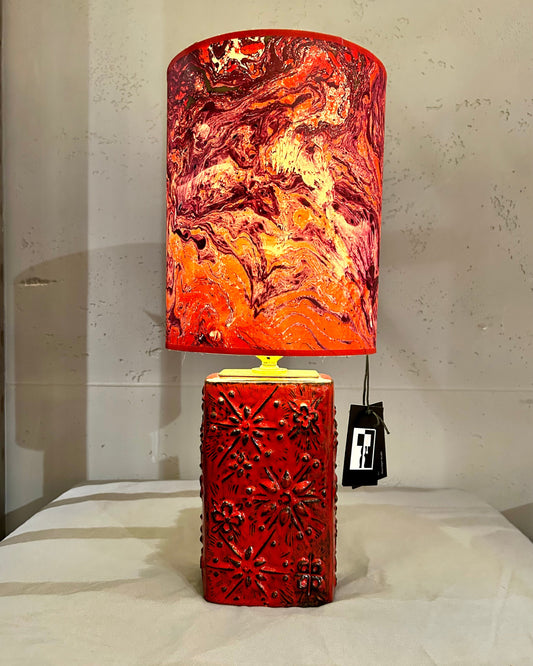 Mid Century Design - Fat Lava Kaminvase von Scheurich mit Kosmos Dekor als Lampe
