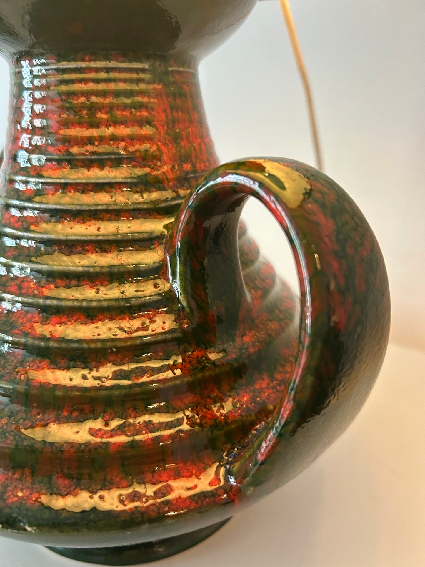 Vintage 1960er Fat Lava Vase von Jasba zu kabelloser Lampe aufgebaut