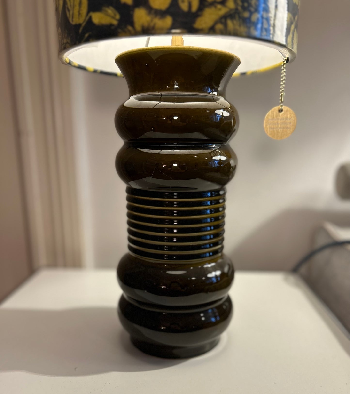 Mittelgroße Vintage Tischlampe aus Vase Alfred Klein Keramik